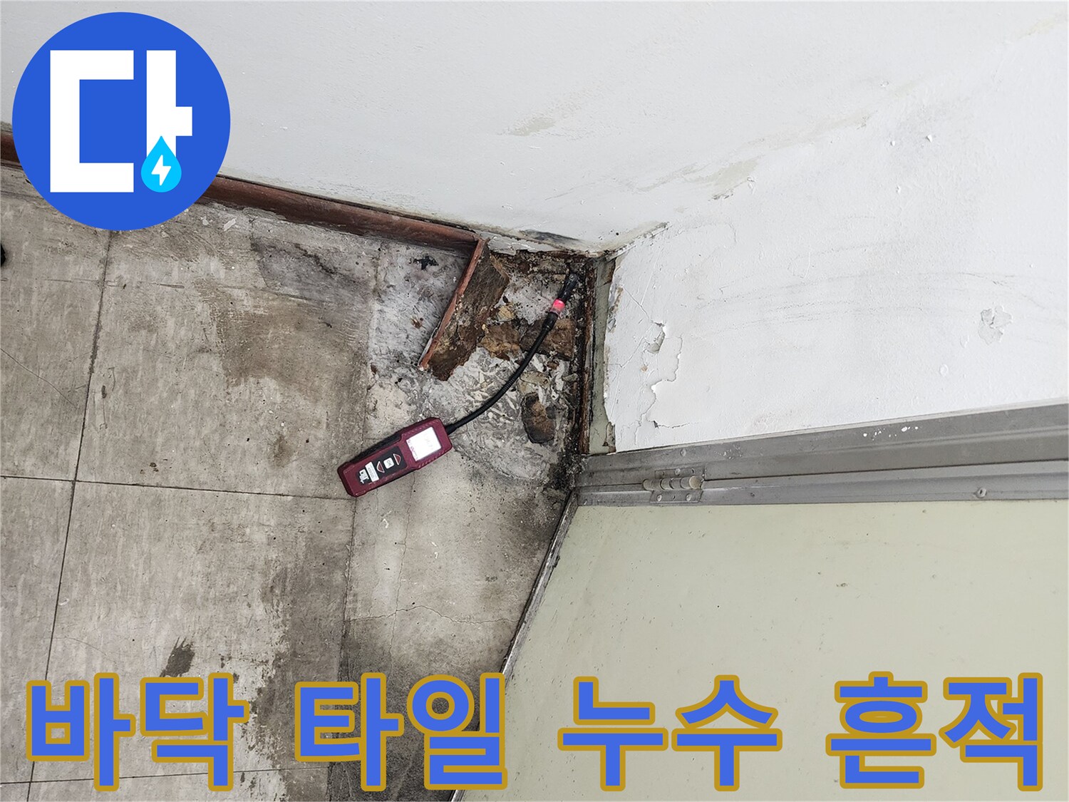 타일 틈새 습기 확인-배관 결함 가능성 진단