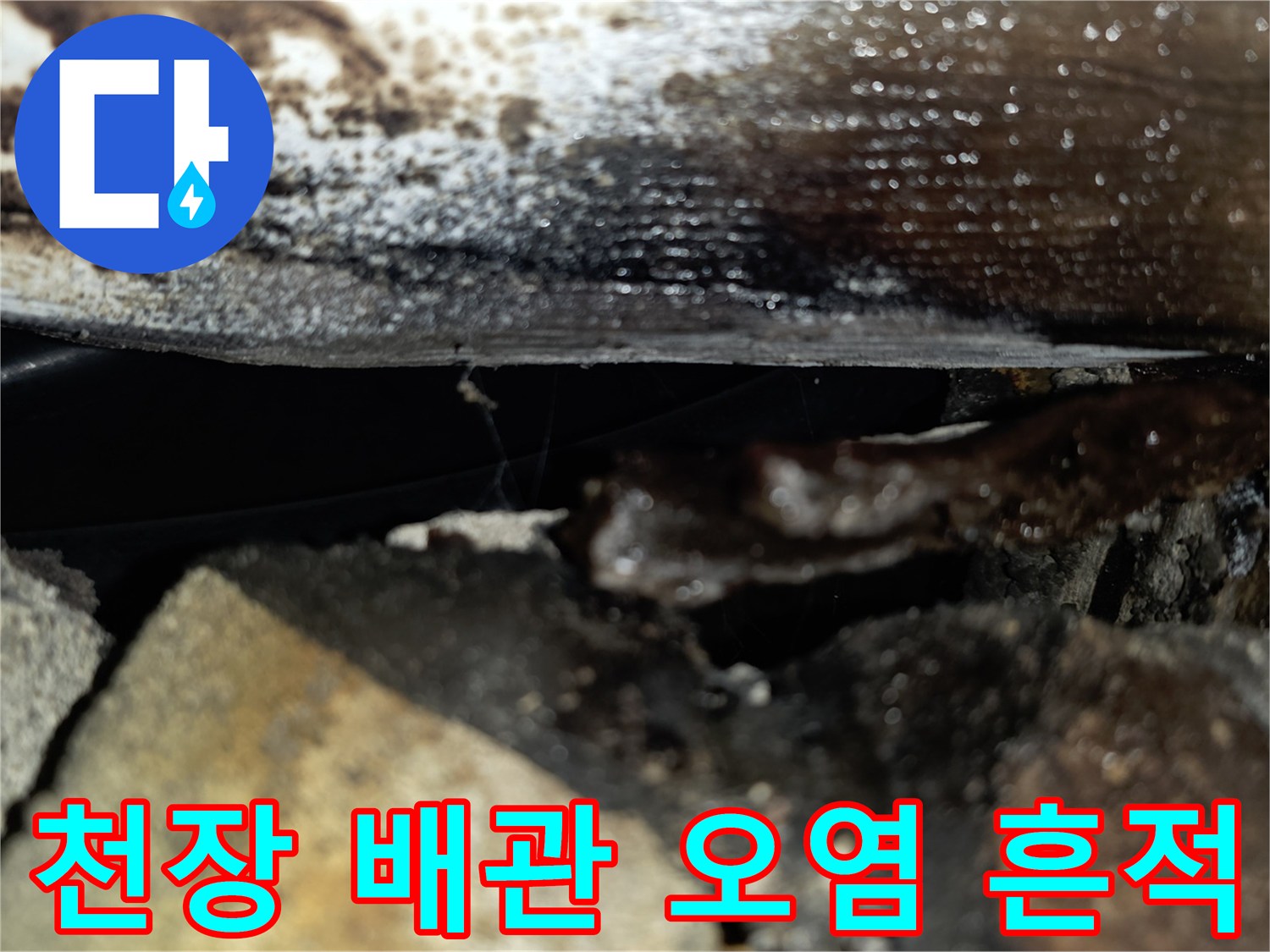 배관-하단의-축축한-콘크리트-상태