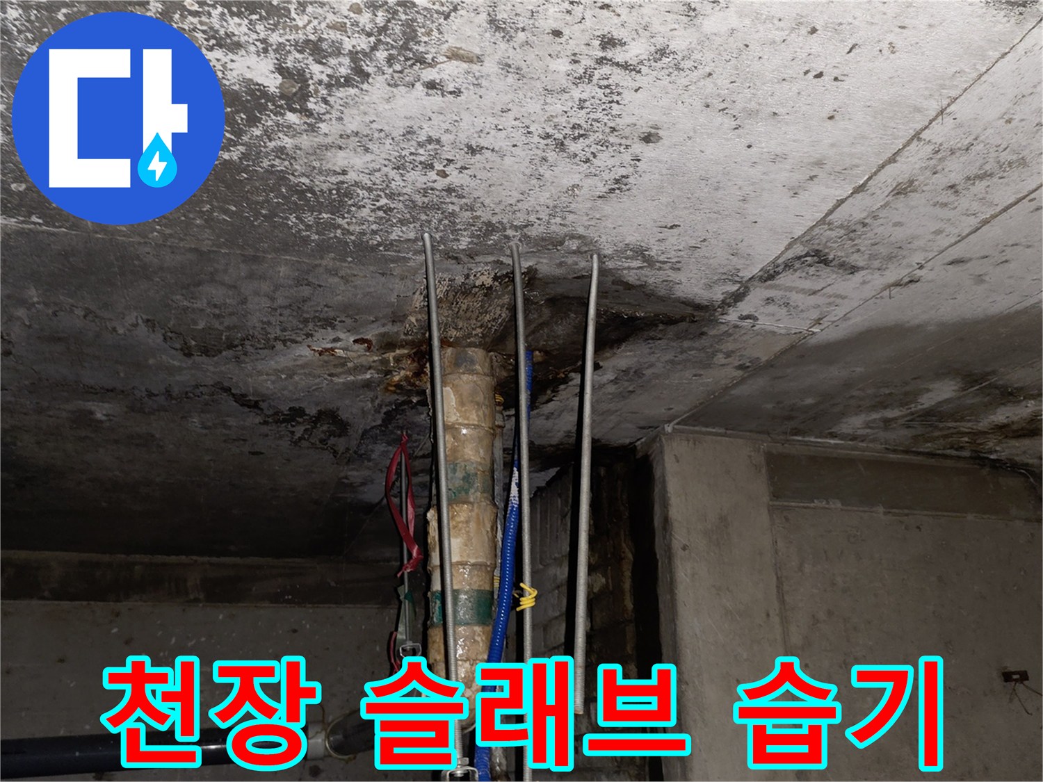 콘크리트 천장-배관 주변의 젖은 흔적