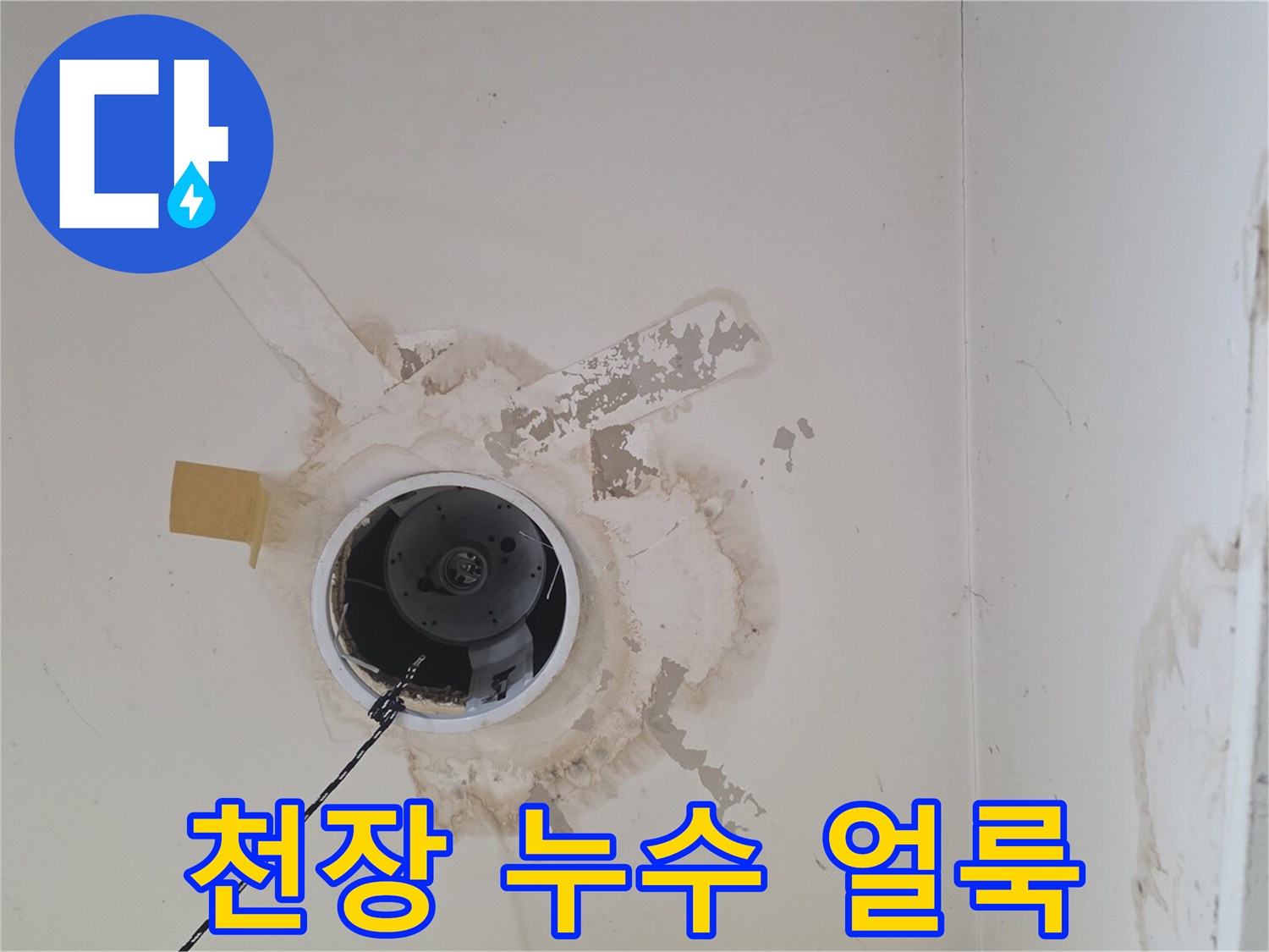 상가주택 천장-물샘으로 인한 변색된 마감재