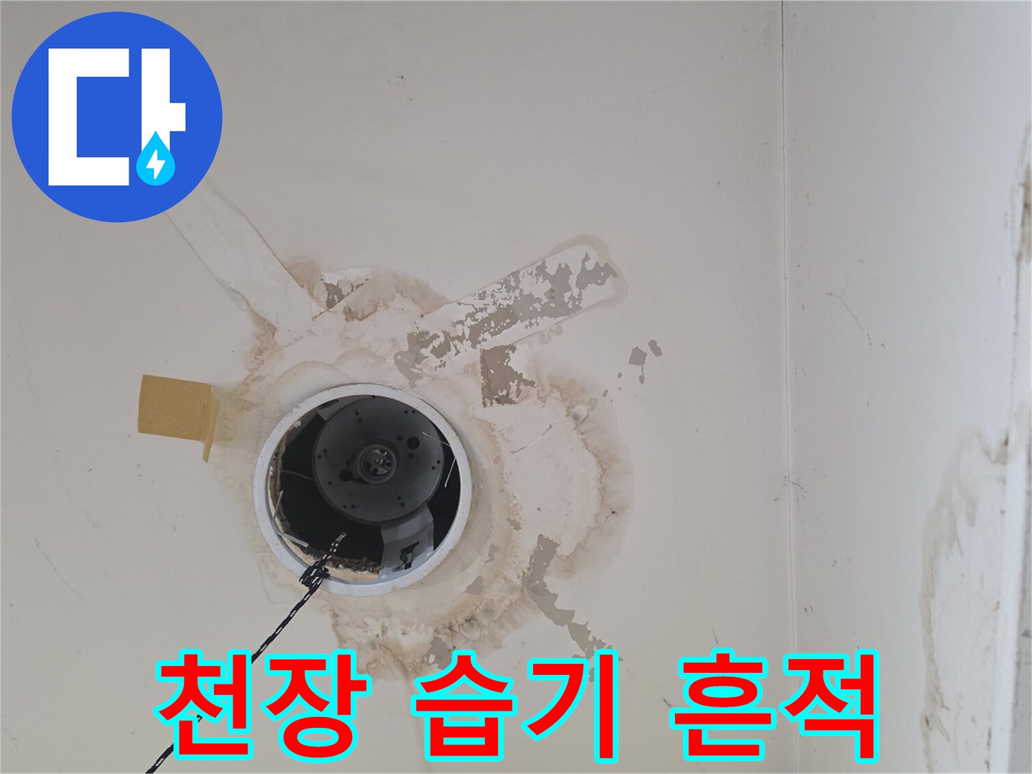 천장-조명-구멍-주변의-누수-흔적