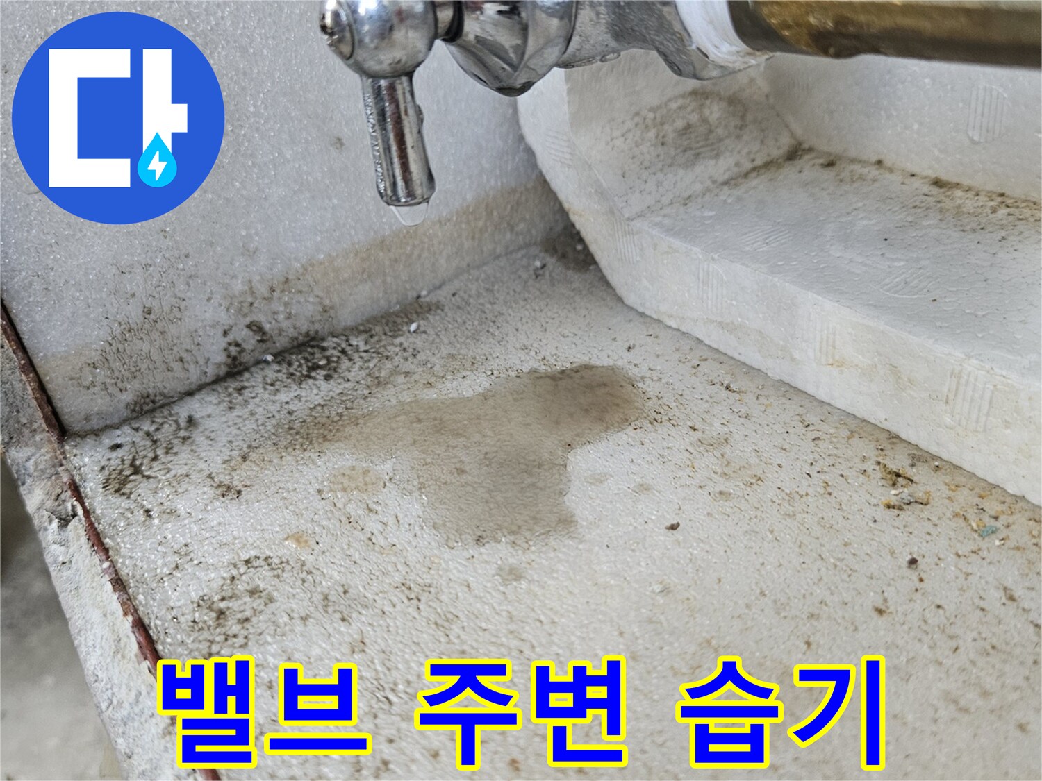 축축하게-젖어있는-배관-연결부-주변