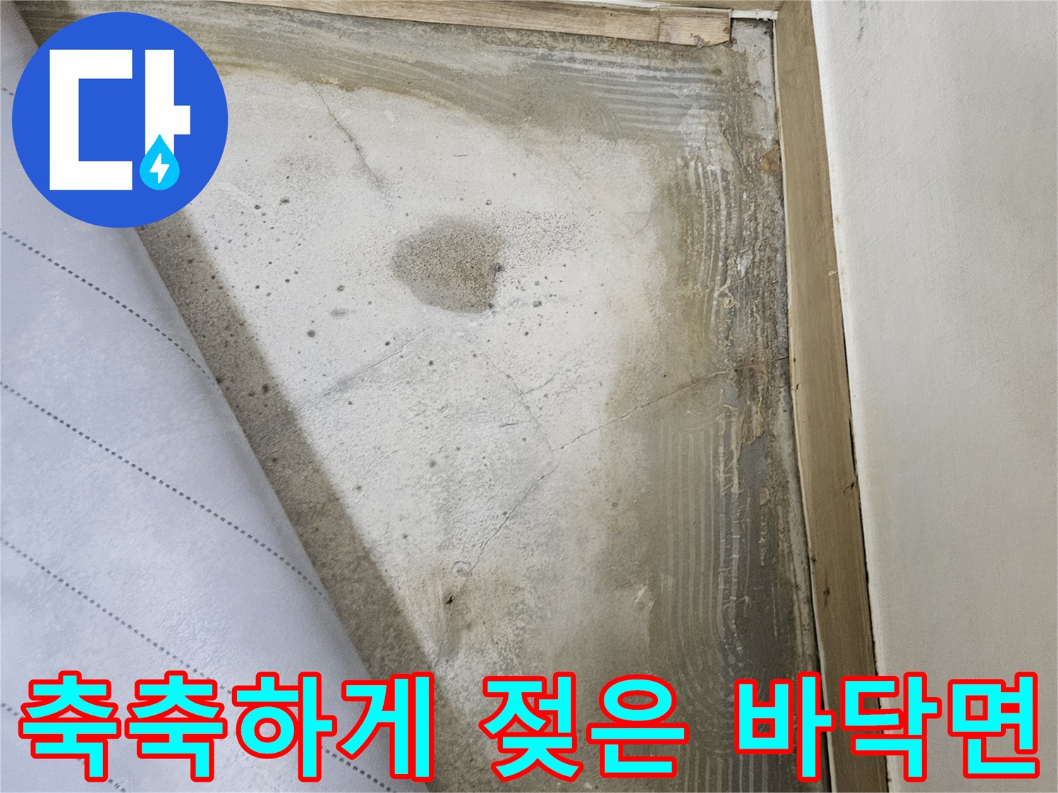 물기가 스며든-바닥 콘크리트 부위