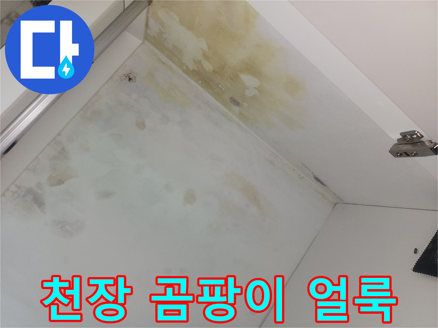 누수 흔적이 남은-욕실 천장 마감재 사진