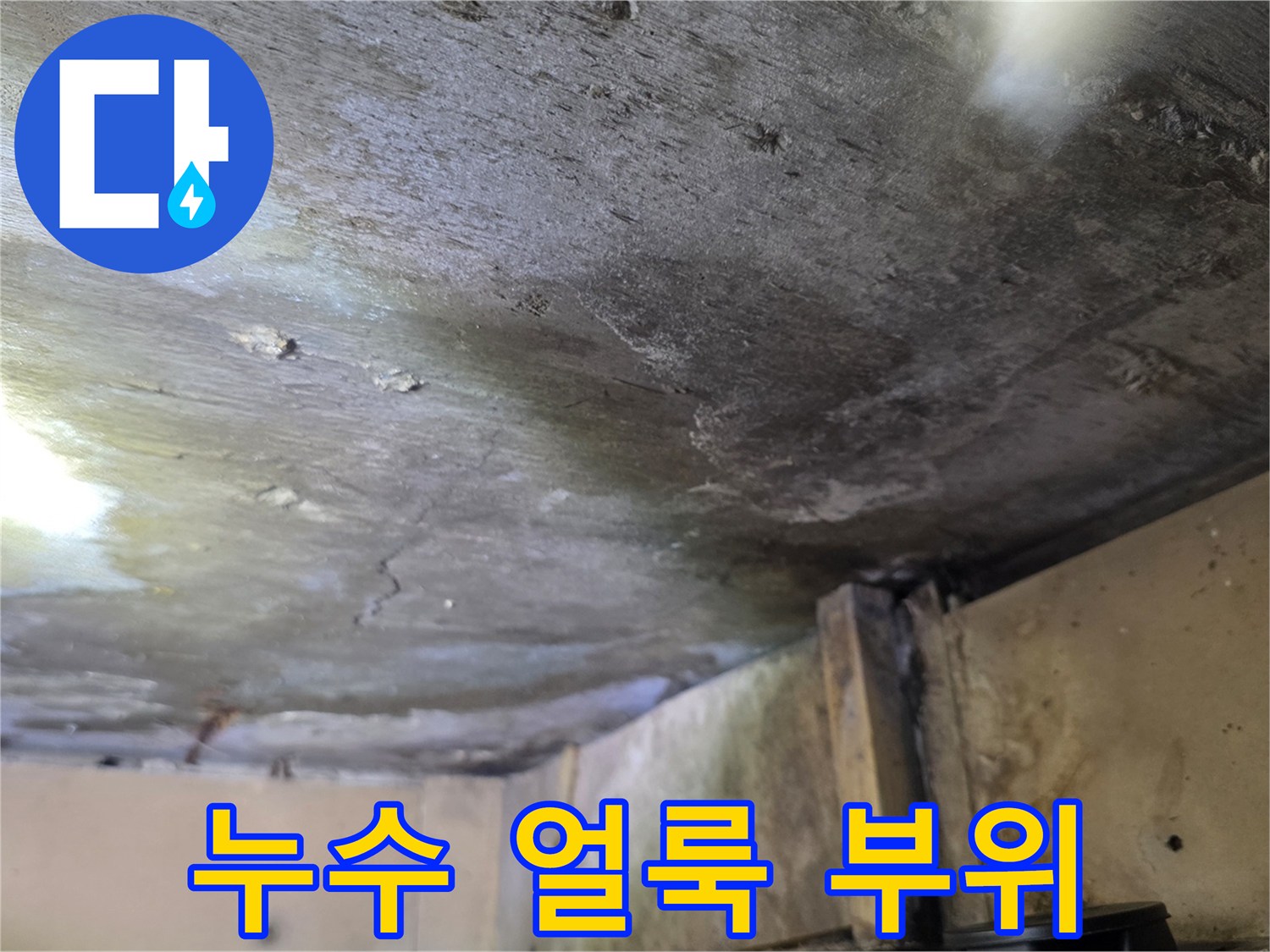 습기로 인해 변색된 천장 마감재 면