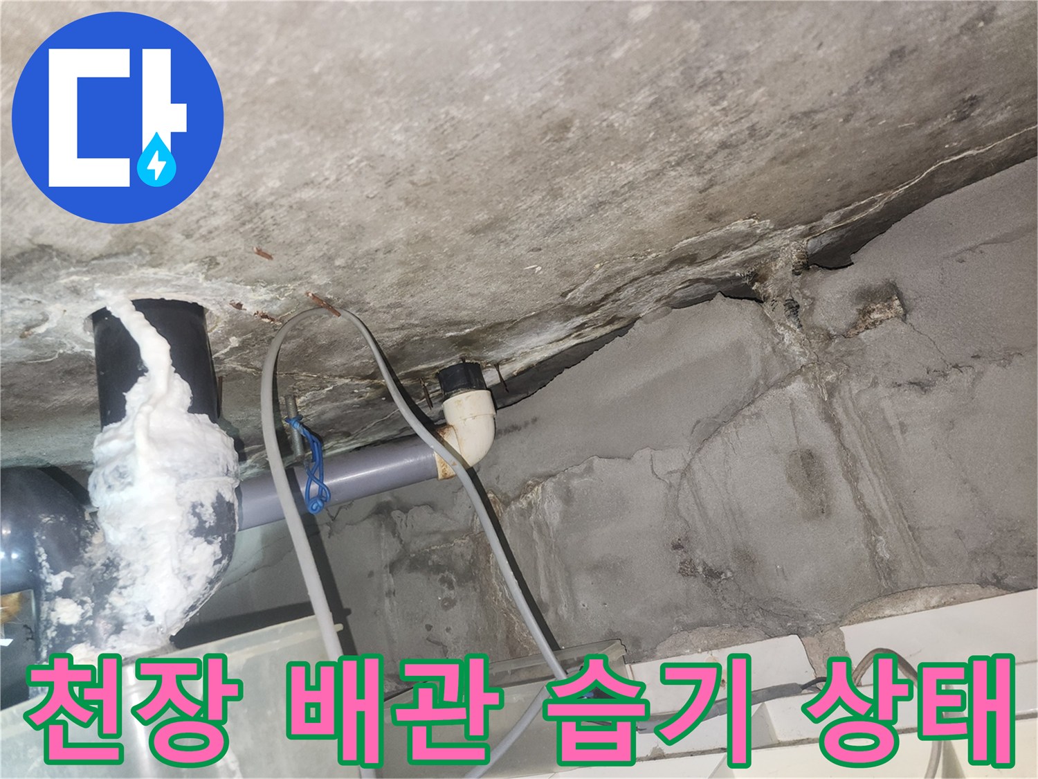 화장실-천장-배관-연결부-습기-및-물자국-확인