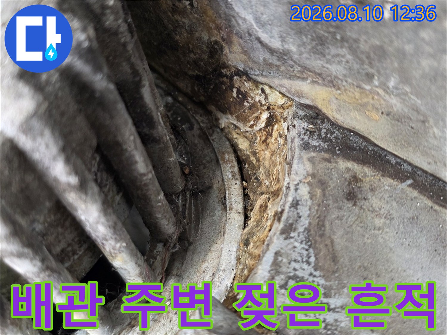 베란다-배관-접합부-물기-스며든-현장-사진