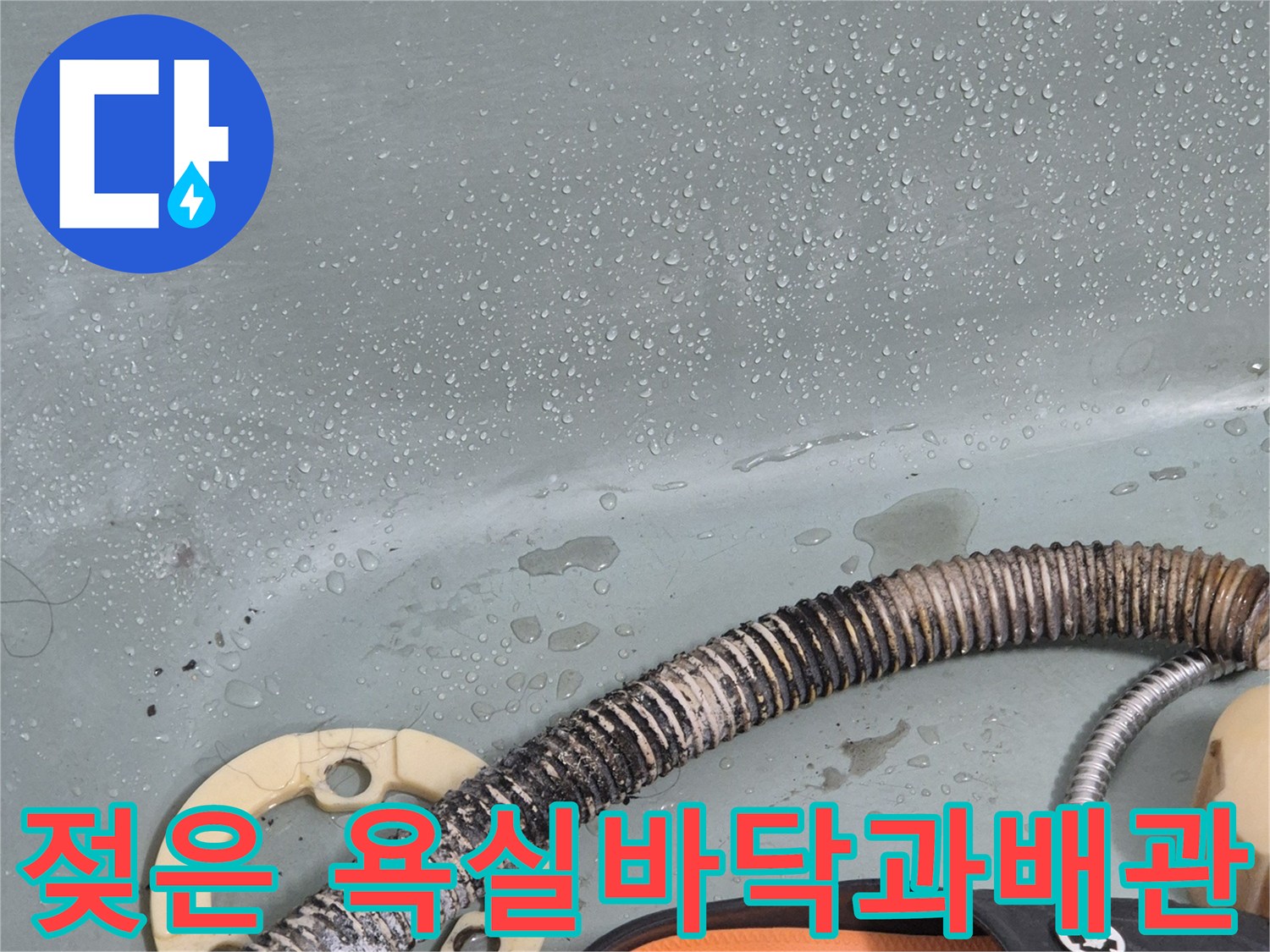 물기가맺힌-욕실바닥-배수관-주변-상태