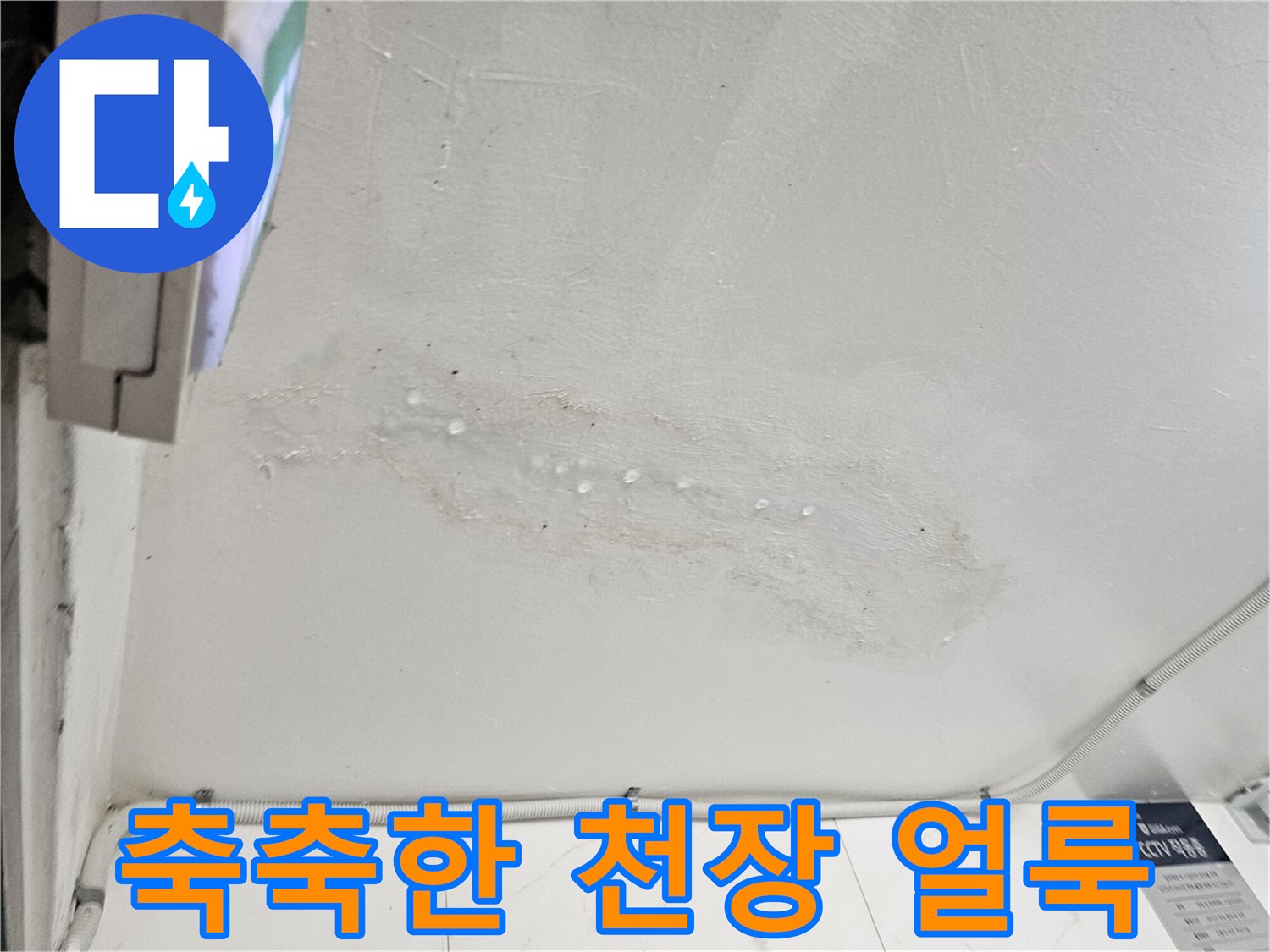 물기가 머물렀던 흔적이 남은 천장 벽면