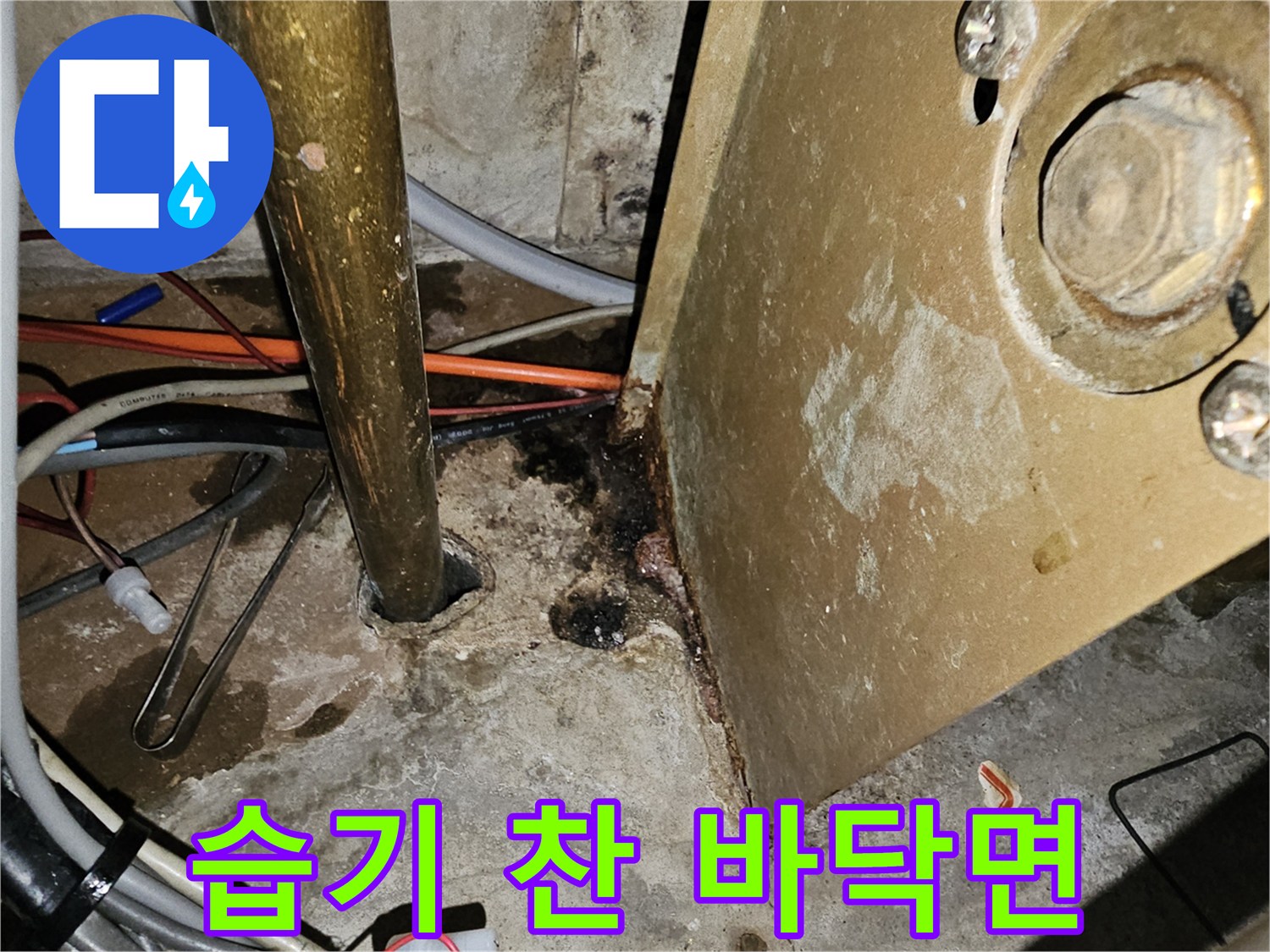 물기가-스며든-분배기-하단-콘크리트-바닥