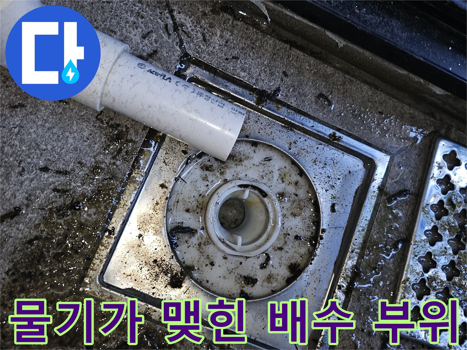 오염된-물때가-보이는-배수구-주변