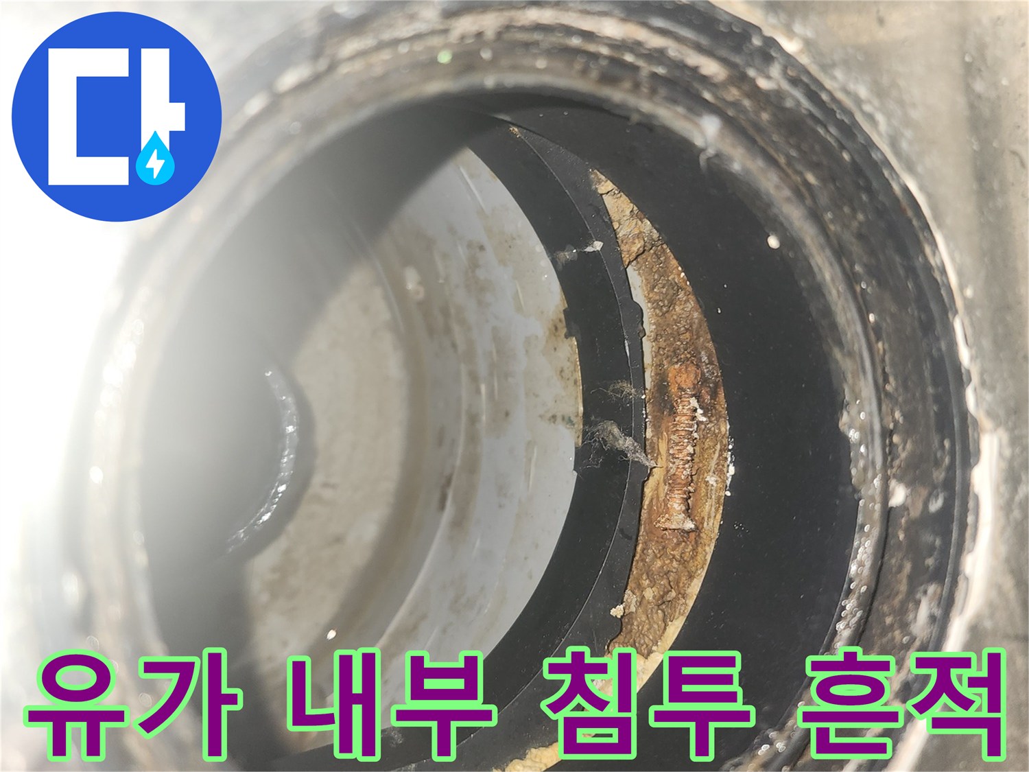 배수구-유가-내부의-방수층-손상-모습