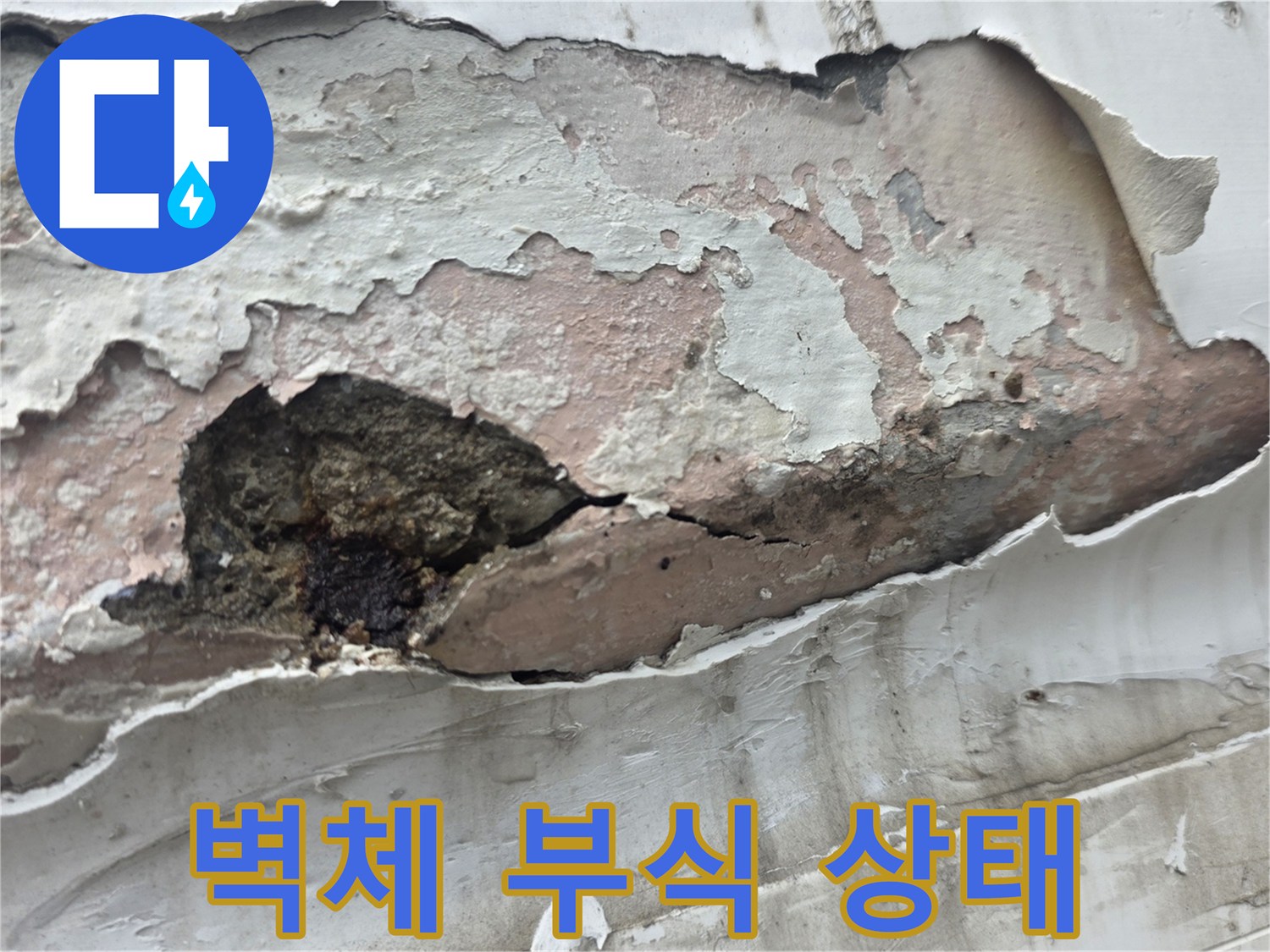 물샘으로 인해 손상된 콘크리트 단면