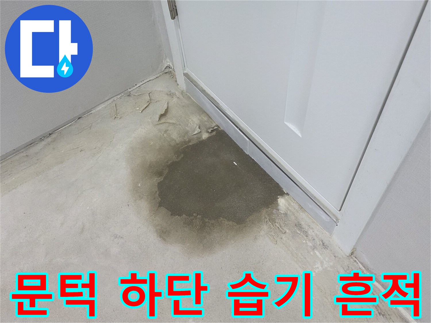 화장실-입구-바닥의-짙은-습기-얼룩