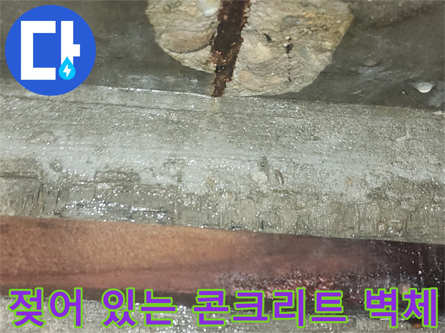 물기에-젖은-비트실-내부-콘크리트