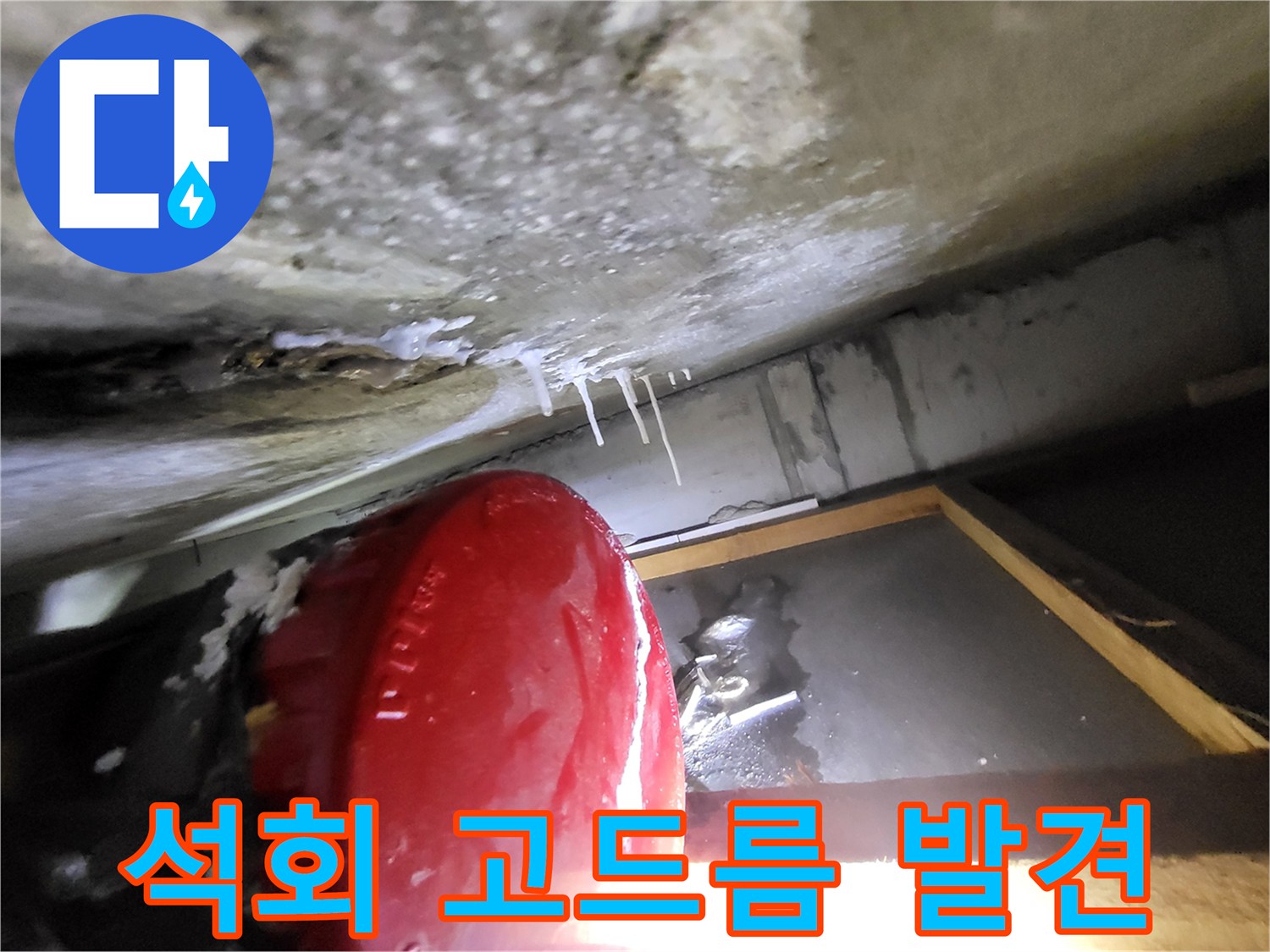 천장-슬래브-하얀색-석회물-맺힘