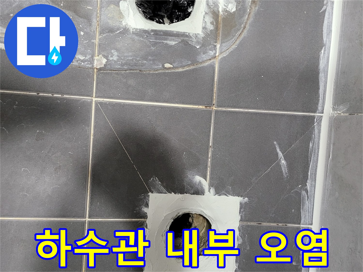 배수구-내부-이물질-및-오염된-배관-상태
