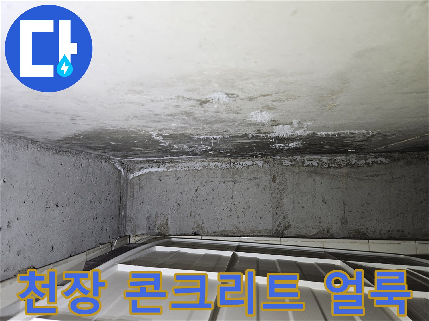 콘크리트 슬라브-배관 주변 습기 및 백화 현상