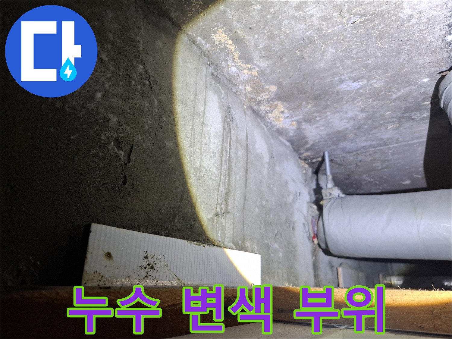 화도읍 현장-천장 몰딩 주변의 누수 흔적
