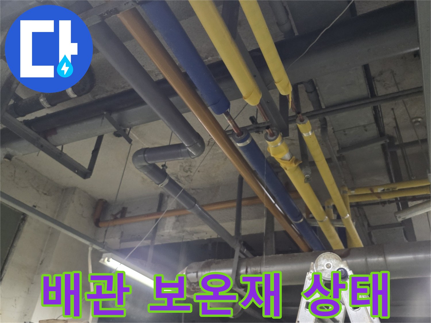 보온재로-감싸진-다양한-규격의-배관-라인