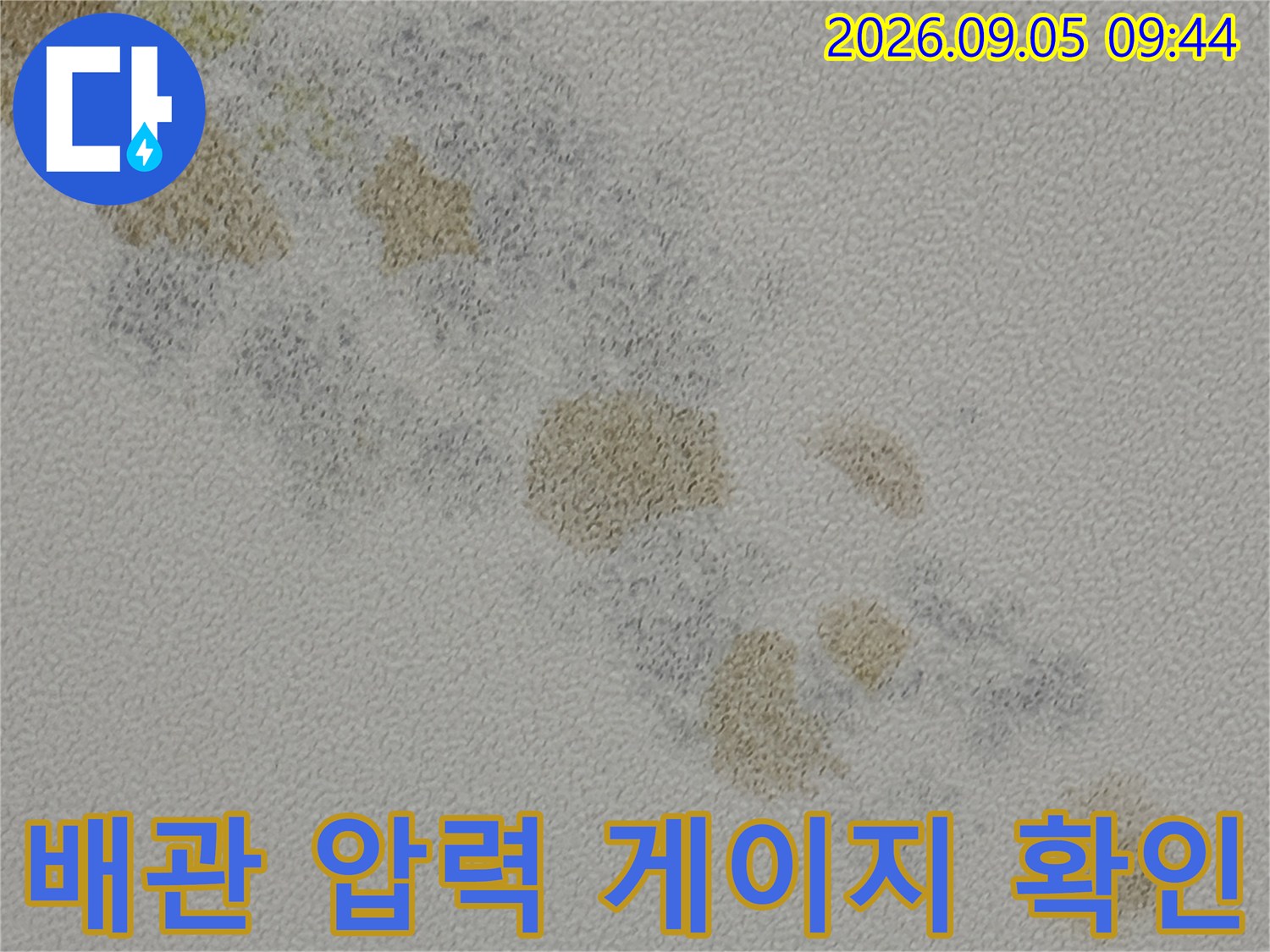 배관 누수 여부를 확인하기 위해-디지털 및 아날로그 압력계를 사용하는 모습입니다