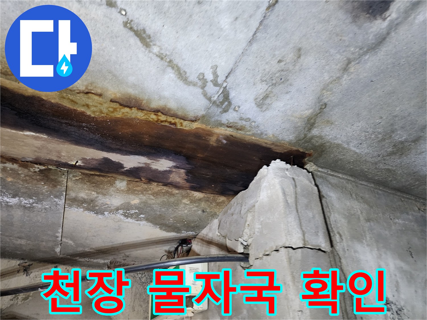 지하 천장-누수 흔적-콘크리트 변색