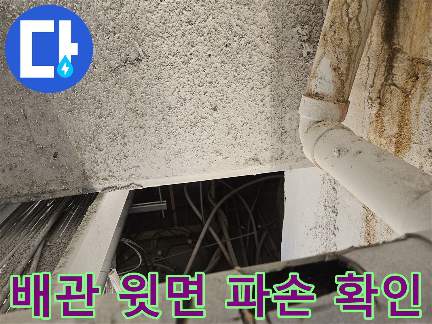 훼손된-배관-상단의-절단 부위