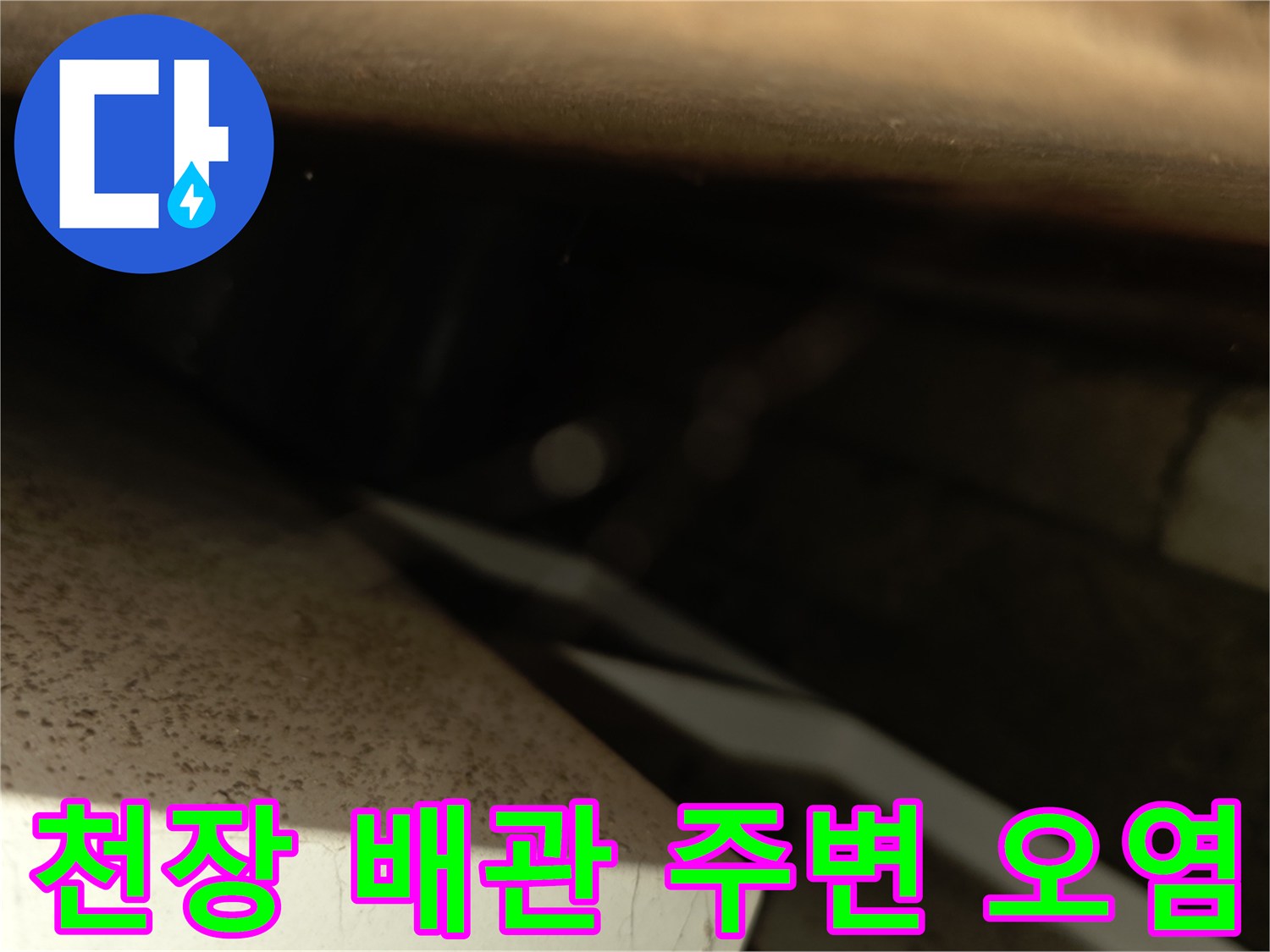 양재동 현장-배관 근처 젖은 콘크리트 면